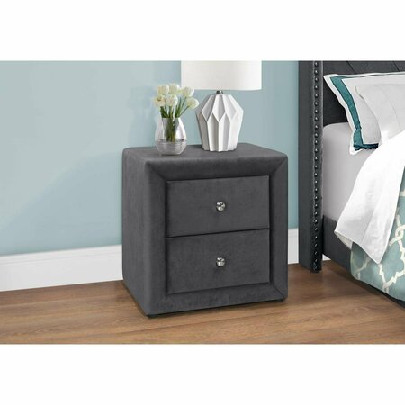 CLEAN CHOICE 21 in. Bedroom Accent Night Stand, Dark Grey - Velvet CL2451387